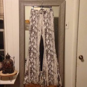 Snakeskin bell bottoms